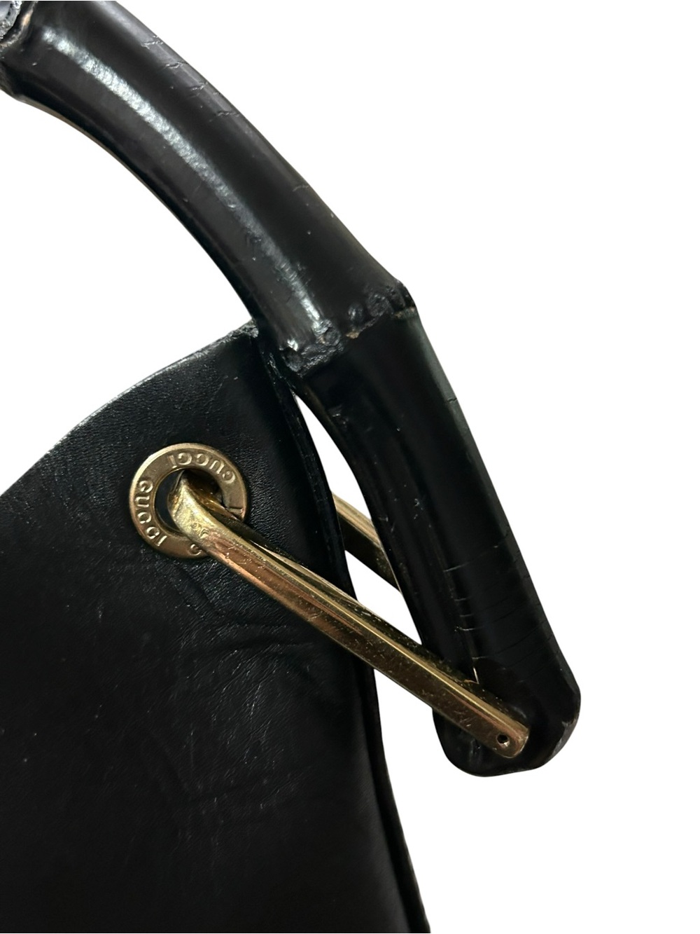 GUCCI Diana Black Bamboo Top Handle Hobo Bag Tom Ford Era Leather MATCHING POUCH - Picture 8 of 14